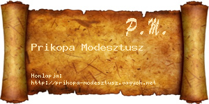 Prikopa Modesztusz névjegykártya